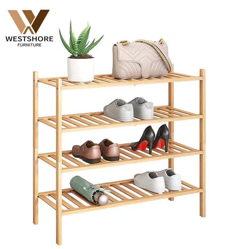 West Shore Wooden 2-Tier Shoe Rack Stackable Shoe Shelf Storage Organizer For Entryway Hallway And Closet