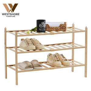 Custom Design Modern 2-Tier Wooden Bamboo Entryway Shoe Shelf Storage Organizer Shoe Rack