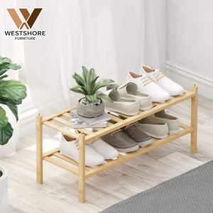 Manufacturers Custom Stackable 4Tier Shoe Shelf Modern Bamboo Stackable Storage Organizer Foldable Shoe Rack For Entryway