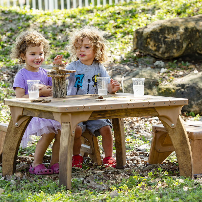 Outdoor Montessori Kindergarten Wooden Weaning Toddler Table And Chair Set Natural Solid For Boys And Girls