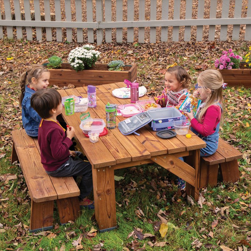 Outdoor Montessori Kindergarten Wooden Weaning Toddler Table And Chair Set Natural Solid For Boys And Girls