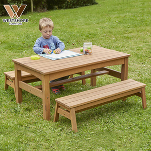 Outdoor Montessori Kindergarten Wooden Weaning Toddler Table And Chair Set Natural Solid For Boys And Girls