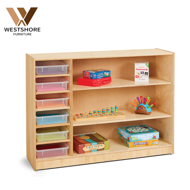 Childcare Preschool Daycare Shelf Wood Open Back Children Toy Storage Cabinets Modern Bookcases For Kindergarten Kids