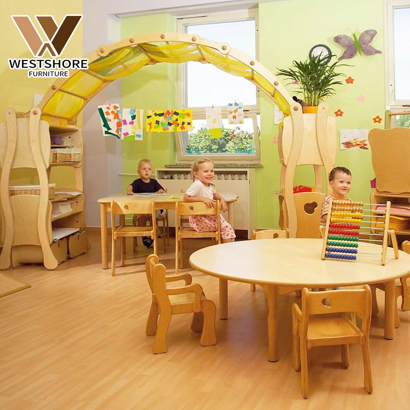 Montessori Preschool Daycare Furniture Kids Kindergarten Wooden Table And Chair Sets Childcare Nursery Classroom Furniture