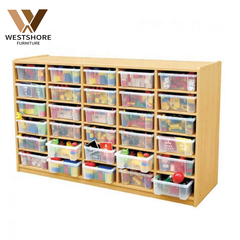 Montessori Toy Storage Cabinet Wooden Daycare Furniture Children Clothes Cabinet Baby Wardrobe Montessori Furniture Sets