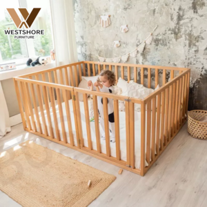 Kids Wooden Playpen Baby Safety Play Center Fence Wood Square Playpen For Baby Play Pen Corral Para Bebes With Gate