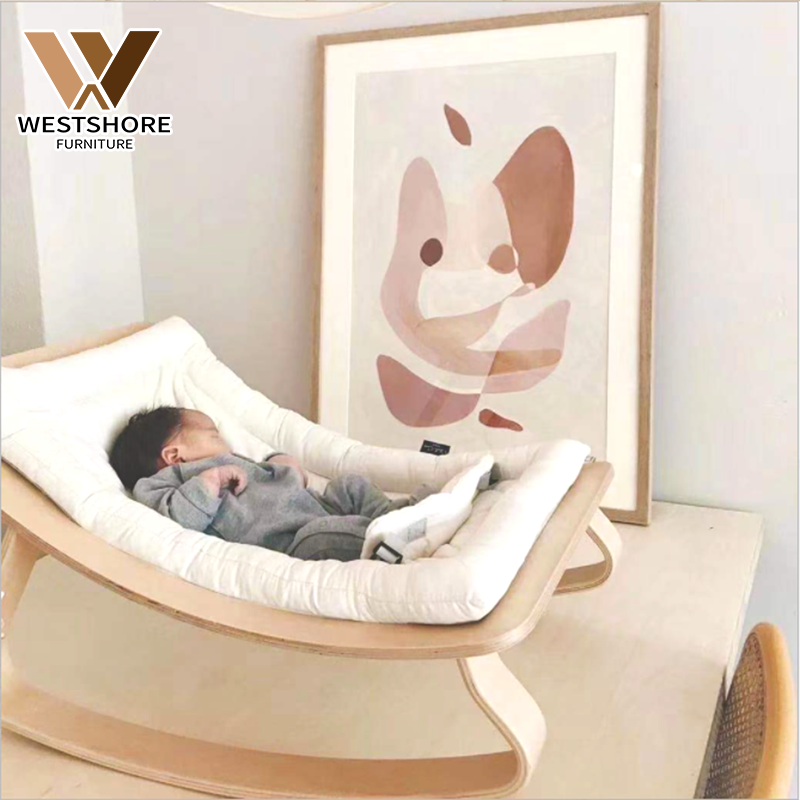 Children Furniture Wooden Rocking Chair For Baby Sleep Kids Sofa Indoor Natural Baby Bouncer Swinging Chair For Babies Nursery