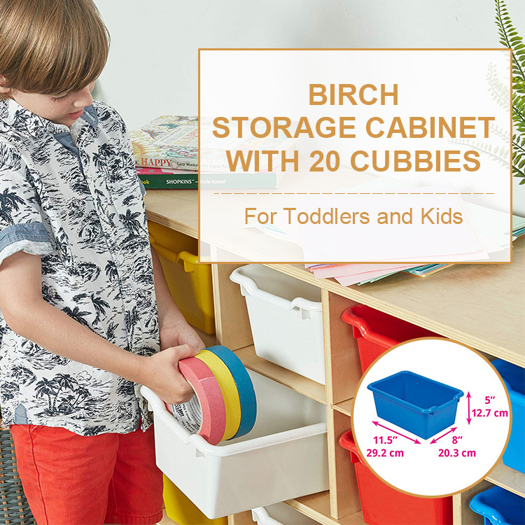 Montessori Toy Storage Cabinet Wooden Daycare Furniture Children Clothes Cabinet Baby Wardrobe Montessori Furniture Sets