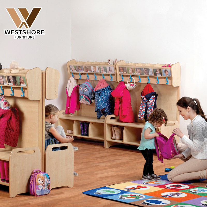 Montessori Kindergarten 3-Shelf Clothes Shoes Cubbies Lockers Nursery Daycare Classroom Cabinet Storages Furniture Sets