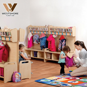 Montessori Kindergarten 3-Shelf Clothes Shoes Cubbies Lockers Nursery Daycare Classroom Cabinet Storages Furniture Sets