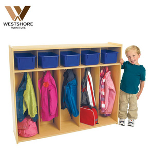 Nursery Daycare Clothes Cubbies & Lockers Cabinet Shelf Wooden Baby Montessori Clothes Shoes Storage Cabinet Furniture Set