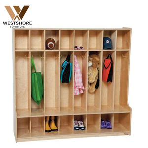 Kids Wooden Cabinet Backpack Lockers Cubbise Storage Organizer For Clothes Shoes Storage Montessori Daycare Furniture