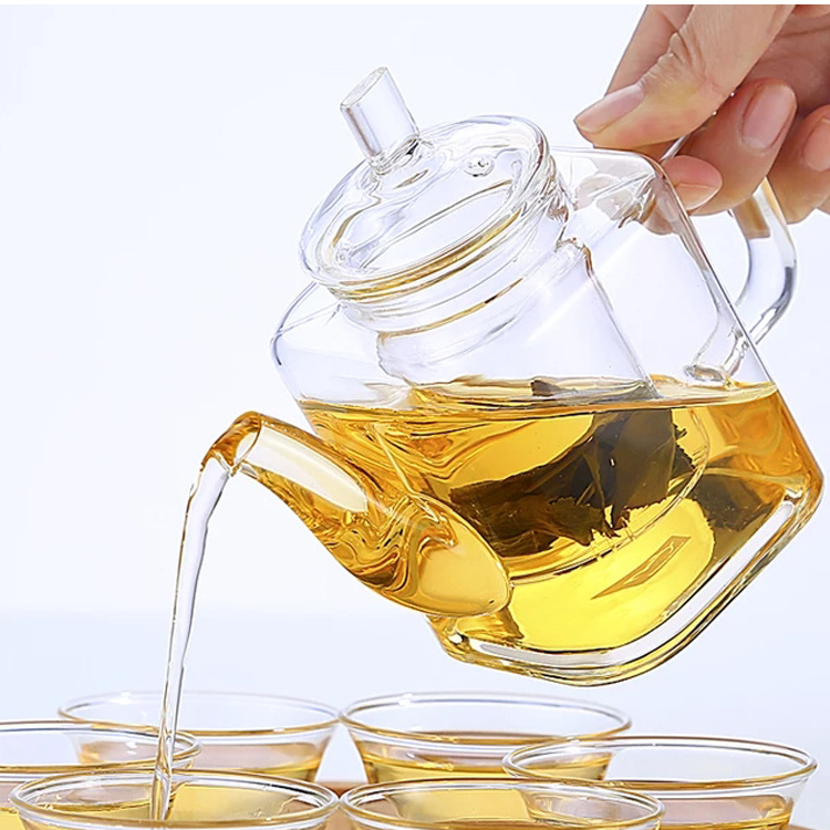 High borosilicate heat-resistant glass square glass tea set customs square drinking ware tea kettle