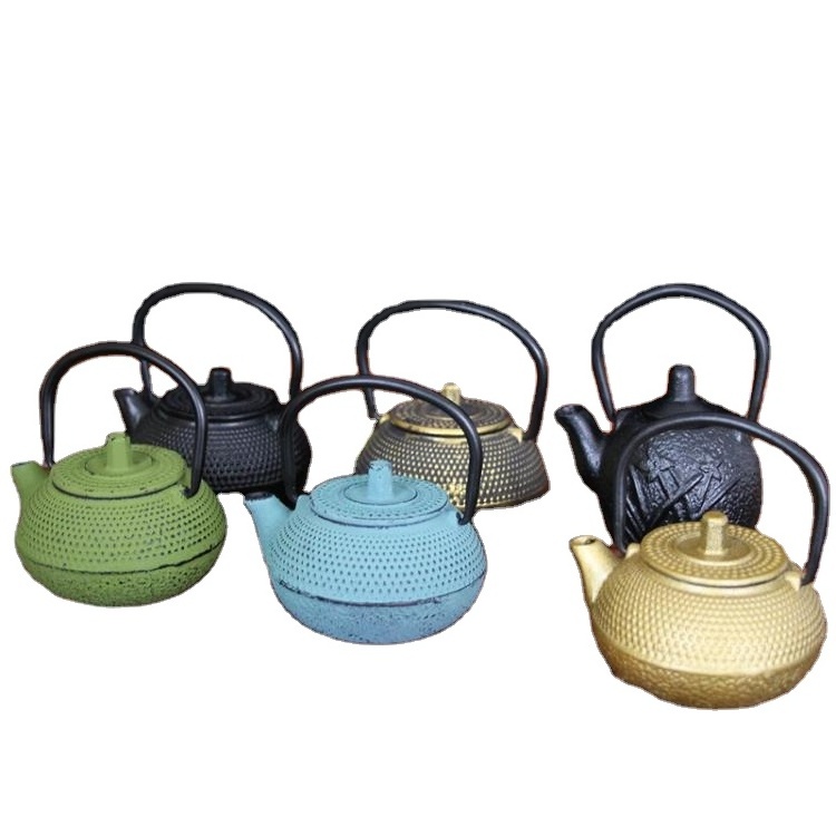 Mini colorful cast iron teapots Japanese small cute oem logo and packaging custom wholesale tea sets