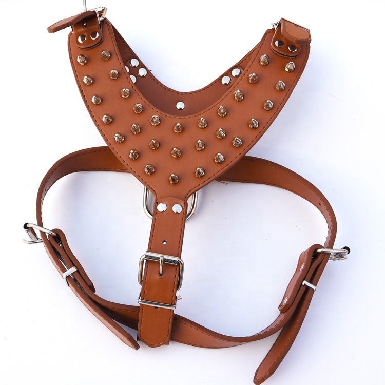 Wholesale In stock Hot style rivet PU pet chest straps pull Dog Chest Strap Dog Vest Harnesses