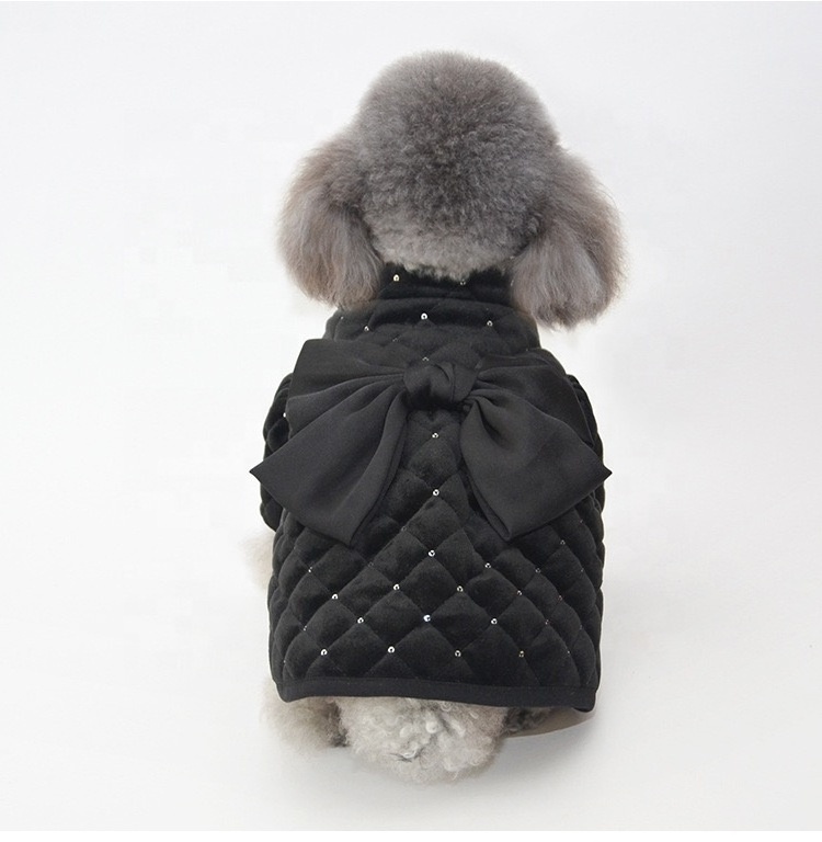 Wholesale custom logo Fashion Pet Dog Accessories Autumn winter luxury pet cotton-padded dog clothes Warm and fleece pet dress