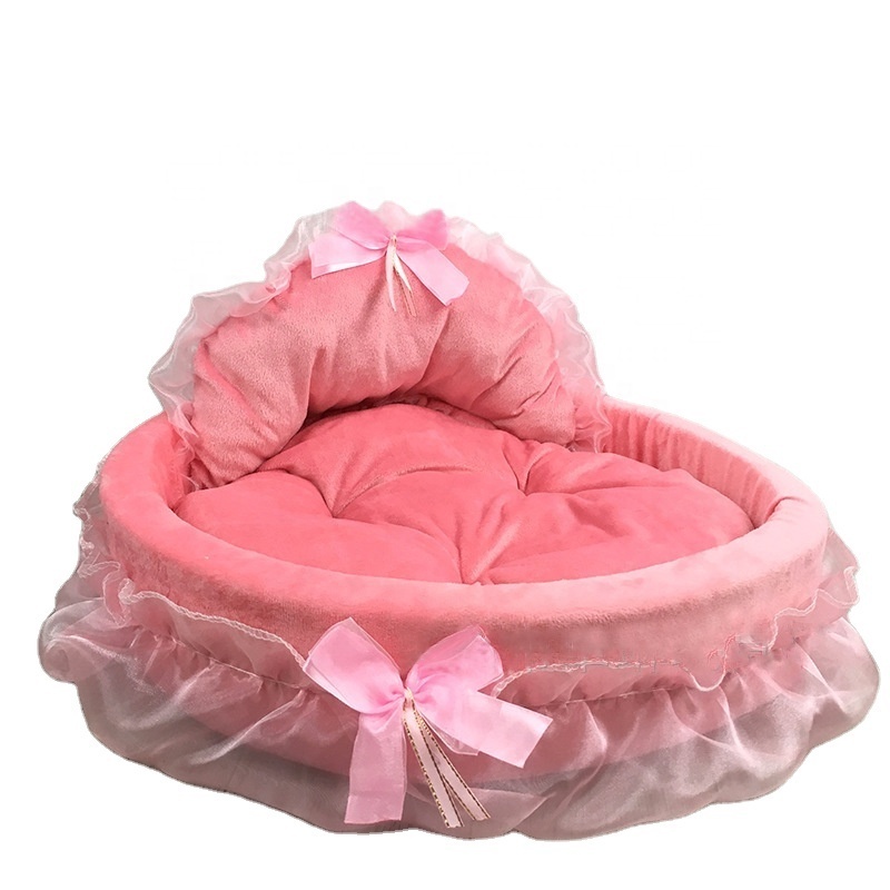 Wholesale Cute Princess Pet Bed Bow-Tie Lace Cat Dog House Washable Certified Pet Beds Animal Accessories Supplier