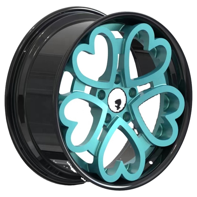 Custom Heart Shape17 18 19 20 21 22 23 24 Inch Blue Five Spokes Wholesale Forged Wheels