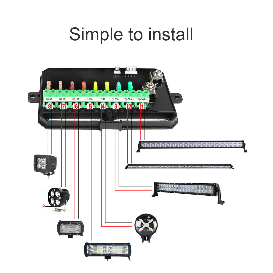 Marine Waterproof IP68 Switch Power Off Road Car LED Panel Circuit Control Box 24V 12V 8 Gang Switch Panel for Car