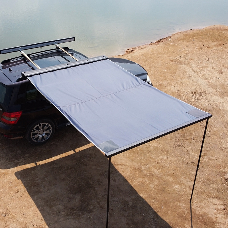 Outdoor Camping Oxford Cloth Aluminium Shell Car Sunshade Weatherproof 4x4 Side Tent Awning With Led Light