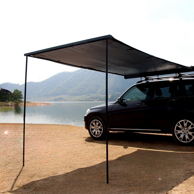 Outdoor Camping Oxford Cloth Aluminium Shell Car Sunshade Weatherproof 4x4 Side Tent Awning With Led Light