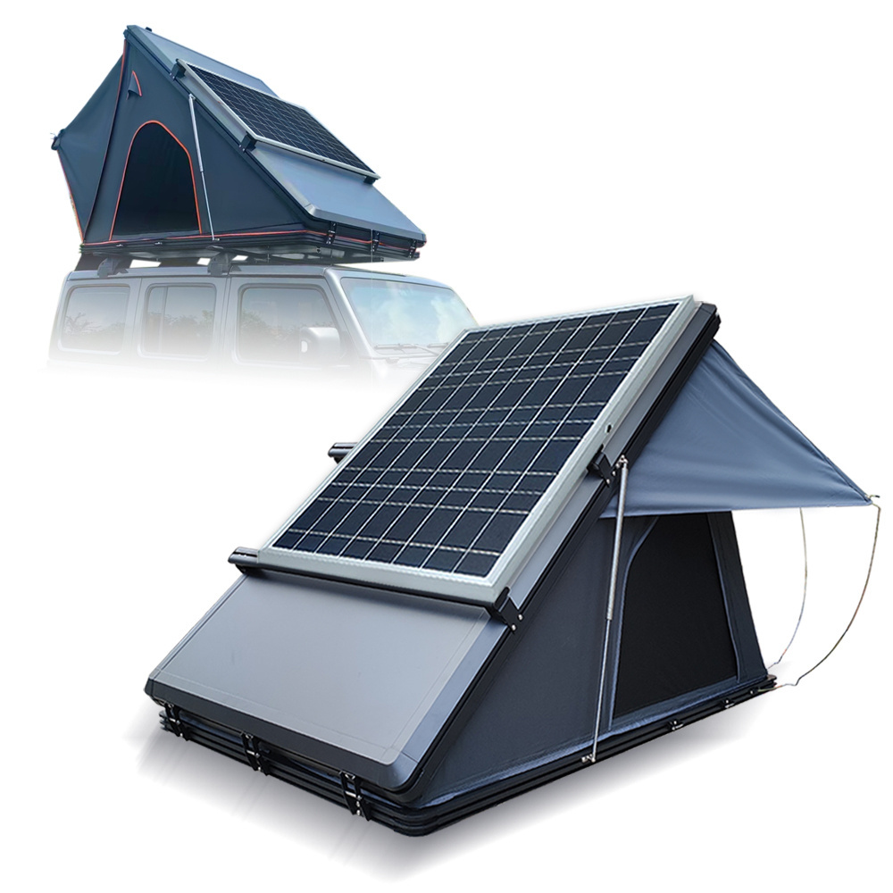 New solar panel car roof top tent  hard shell car roof tent with solar panel for Jeep Wrangler Suzuki Jimny Toyota Tacoma