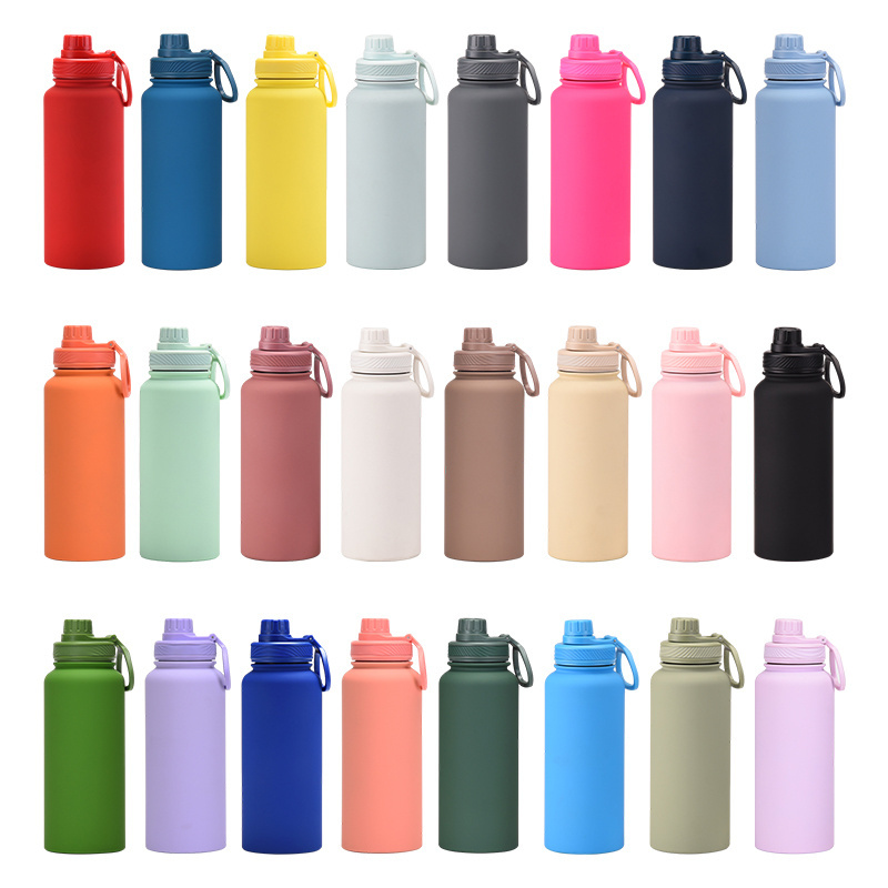 Custom Soft Touch Rubber Paint 32oz 1000ml Insulated Vacuum Flask Gym Sport Thermal Double Wall Stainless Steel Water Bottle