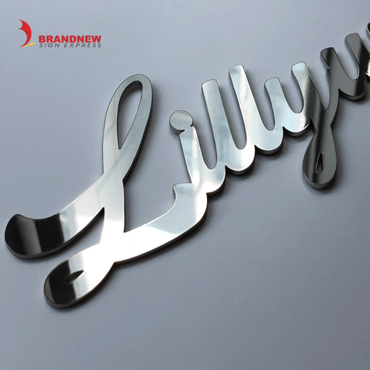 BRANDNEWSIGN Manufacturer Customized 3d Mirror Stainless Steel Letter Decorative Metal Sign Wall Logo Signs Letter For Brand