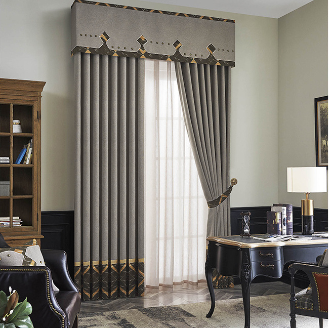 Modern ready made elegant blackout  fabric grommet blinds  luxury european style jacquard living room window curtain