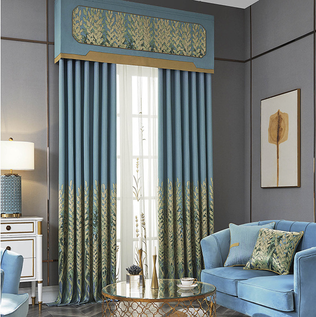 Modern ready made elegant blackout  fabric grommet blinds  luxury european style jacquard living room window curtain