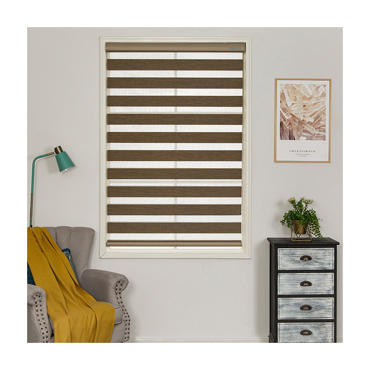 Horizontal indoor home window day night fabric shutters electric zebra blinds roller blinds curtain