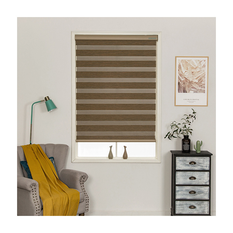 Horizontal indoor home window day night fabric shutters electric zebra blinds roller blinds curtain