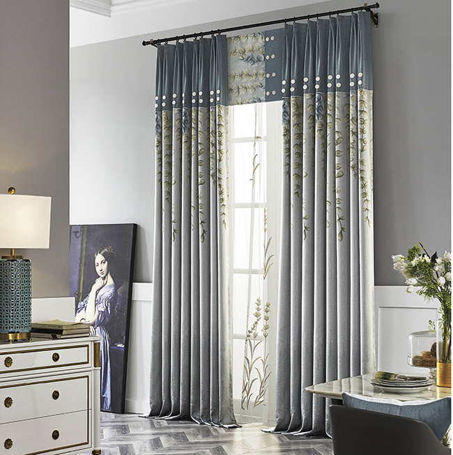 Modern ready made elegant blackout  fabric grommet blinds  luxury european style jacquard living room window curtain