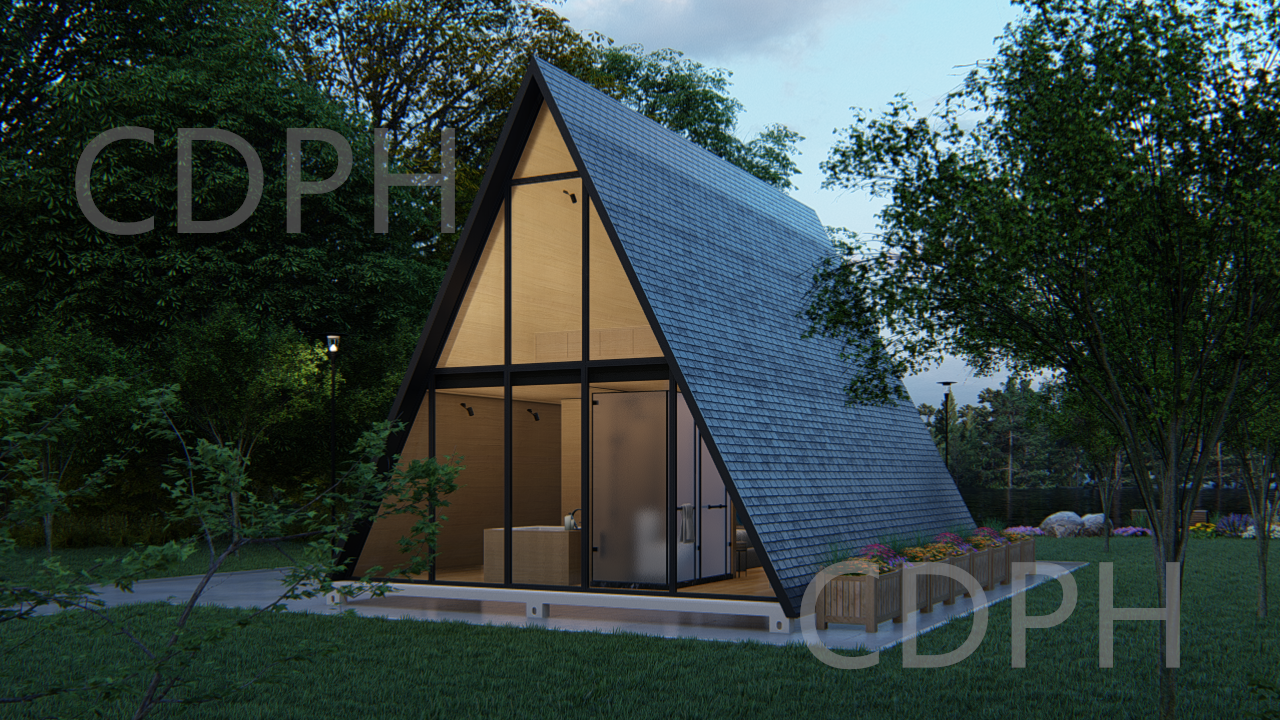 Triangle Shape Steel Structure Small Cabin /Tiny House/ A Frame Triangle House Kit For living