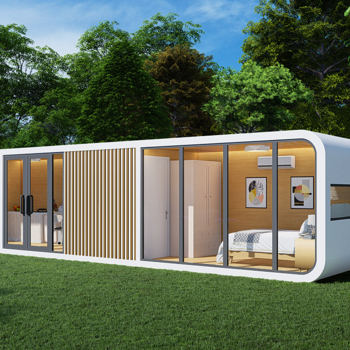 Prefabricated house prefab capsule hotel room sleeping apple pod cabin with bedroom