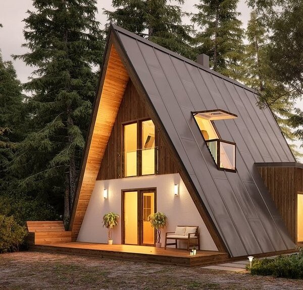 Luxury A-Frame Low-rise Villa Heat-insulated Modular Home Prefab Tiny Triangle House For Apartment Prefab Cottage