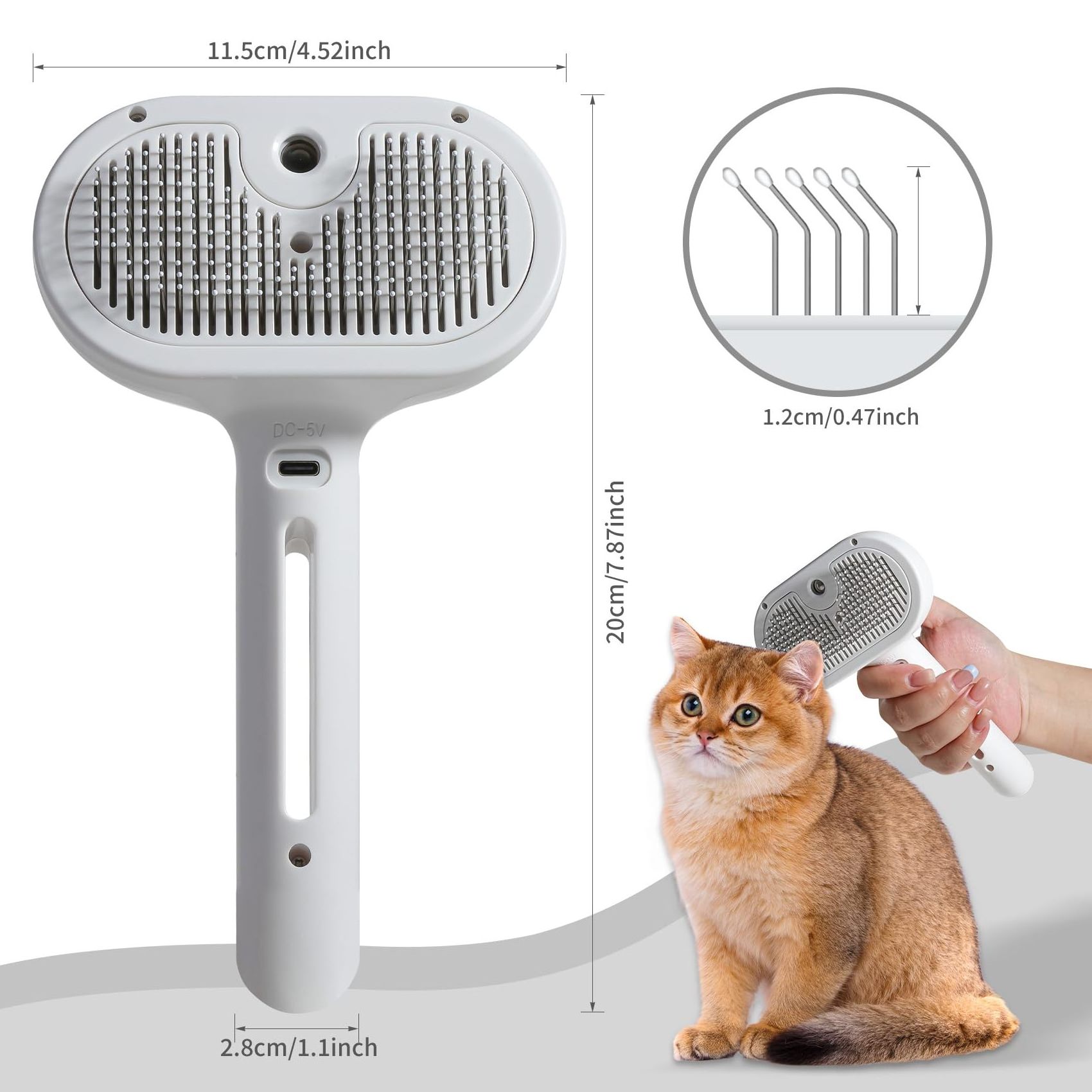 4 in 1 Cat Spray Brush for Shedding Pet Dog Cat Brush with Steam Self Cleaning Dog Steamy Brush Hair Removal Grooming Steam Comb