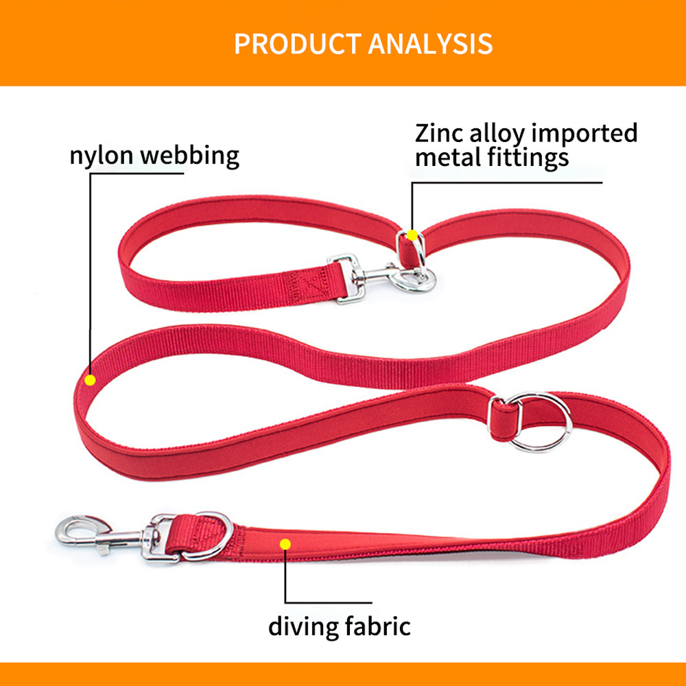 Chengbei Pet dog leash nylon multifunctional leash outdoor running pull with one drag two double-headed dog rope