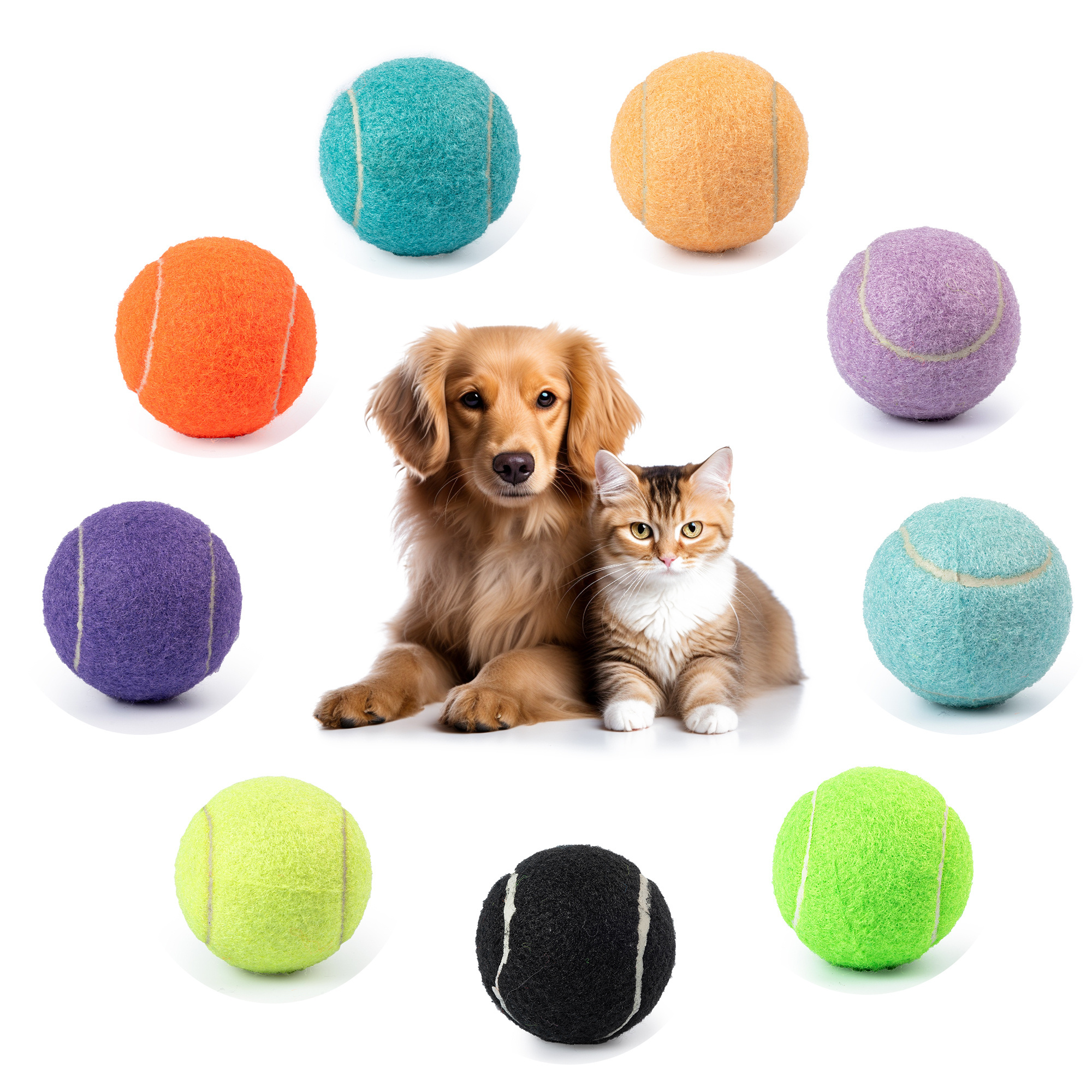 Custom Logo Macaron Color Pet Tennis Balls Interactive Dog Toy Ball Eco-Friendly Throwing Rubber Dog Chew Toys