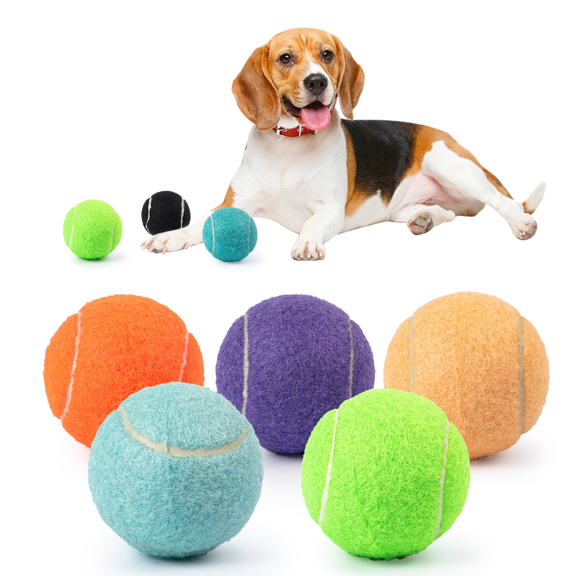 Custom Logo Macaron Color Pet Tennis Balls Interactive Dog Toy Ball Eco-Friendly Throwing Rubber Dog Chew Toys