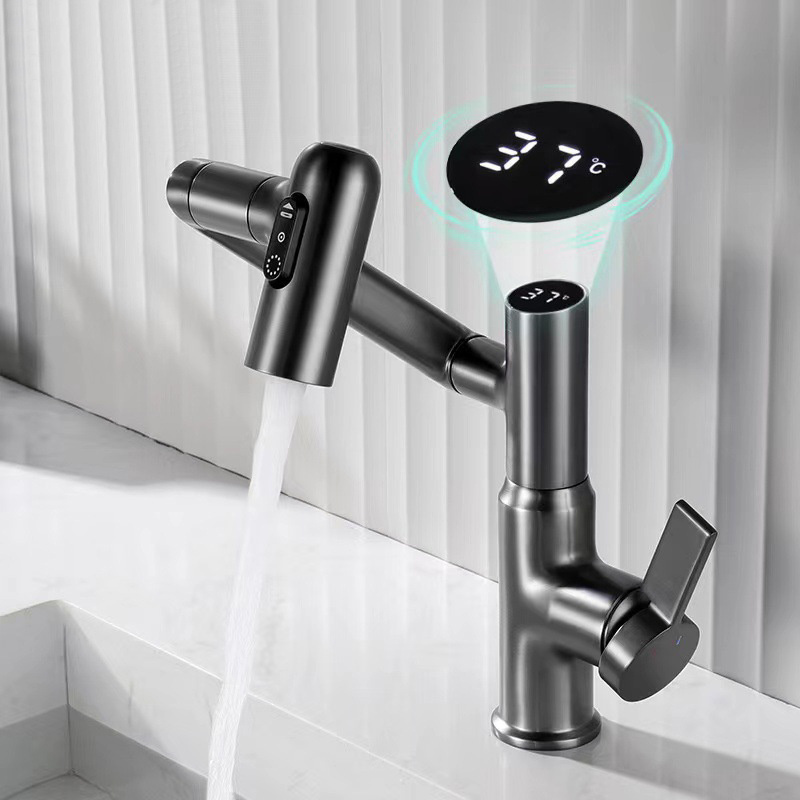 Modern luxury faucets mixers taps water faucet smart thermostat electronic basin faucet for hotel bathroom