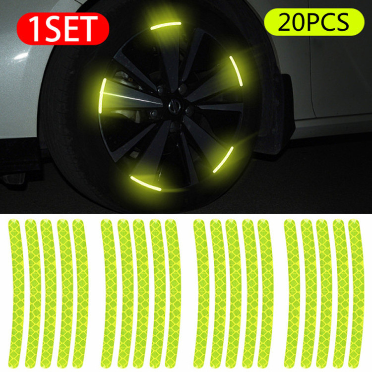 20pcs New creative safety warning car bike wheel hub tire ring reflective sticker