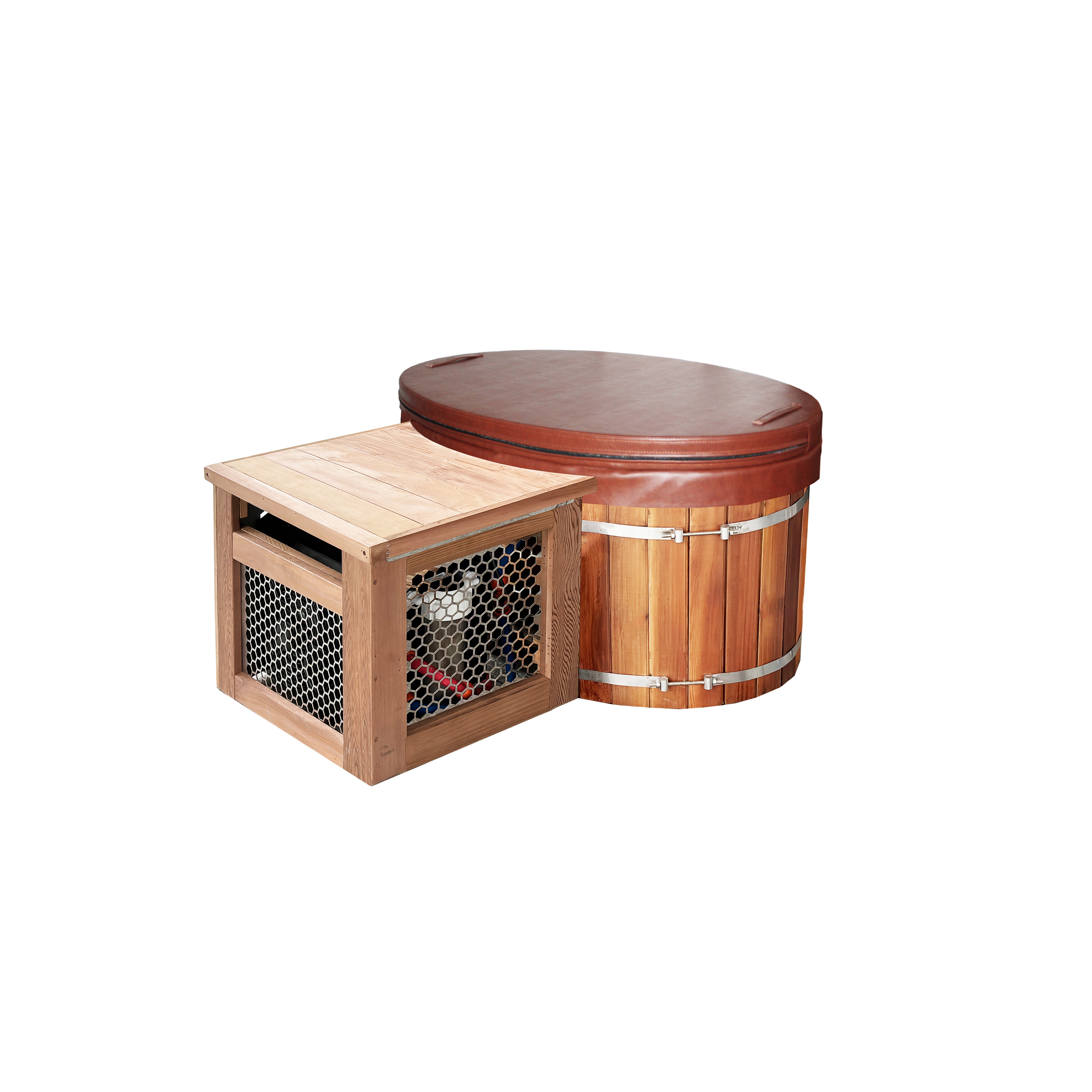 High Quality Custom Made Wooden Barrel Luxury Ice Bath Tub And Showers Cold Plunge