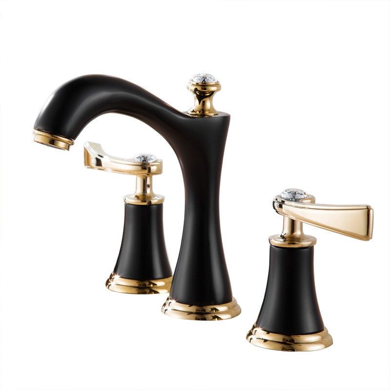 China Traditional Style Double Lever Brass Faucets With 3 Hole For Bath Sink Faucet