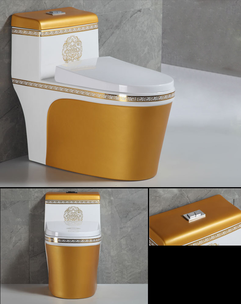 Luxury Gold Colored Toilets Diamonds Multicolor Gold WC Toilet