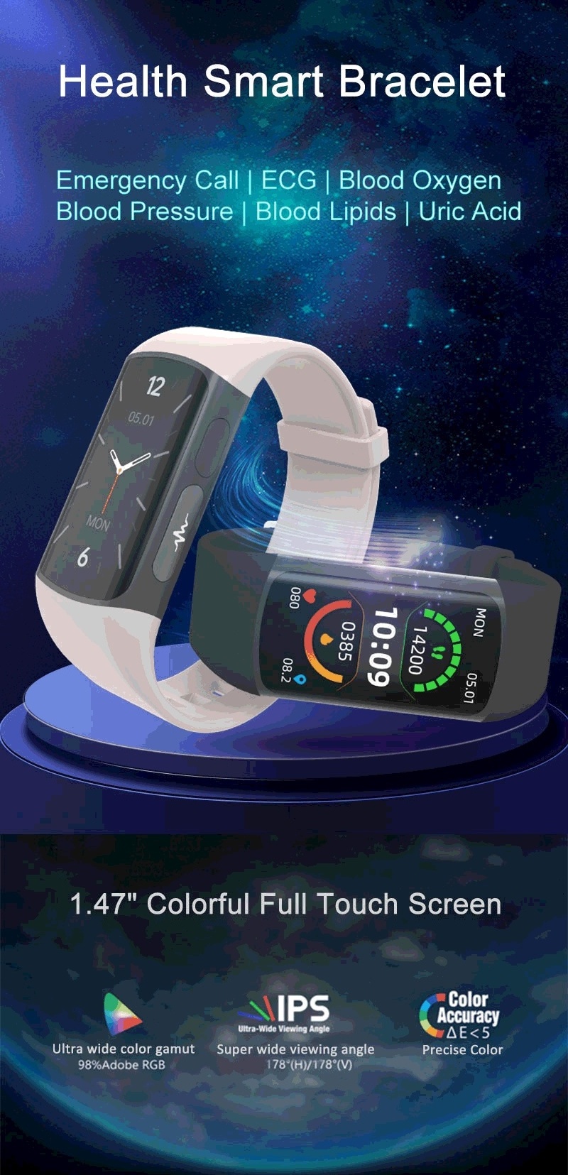 H8 Smart Bracelet Healthy Exercise Blood Oxygen Blood Pressure Blood Glucose Monitoring Smart Watch ecg smart watch 2024 SDK