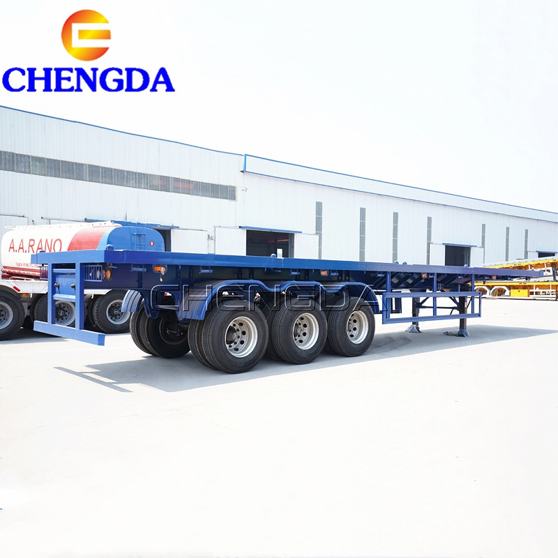 Chengda Factory Direct 3 Axle 40ft Flatbed Container Flat bed Trailer Export to Tanzania