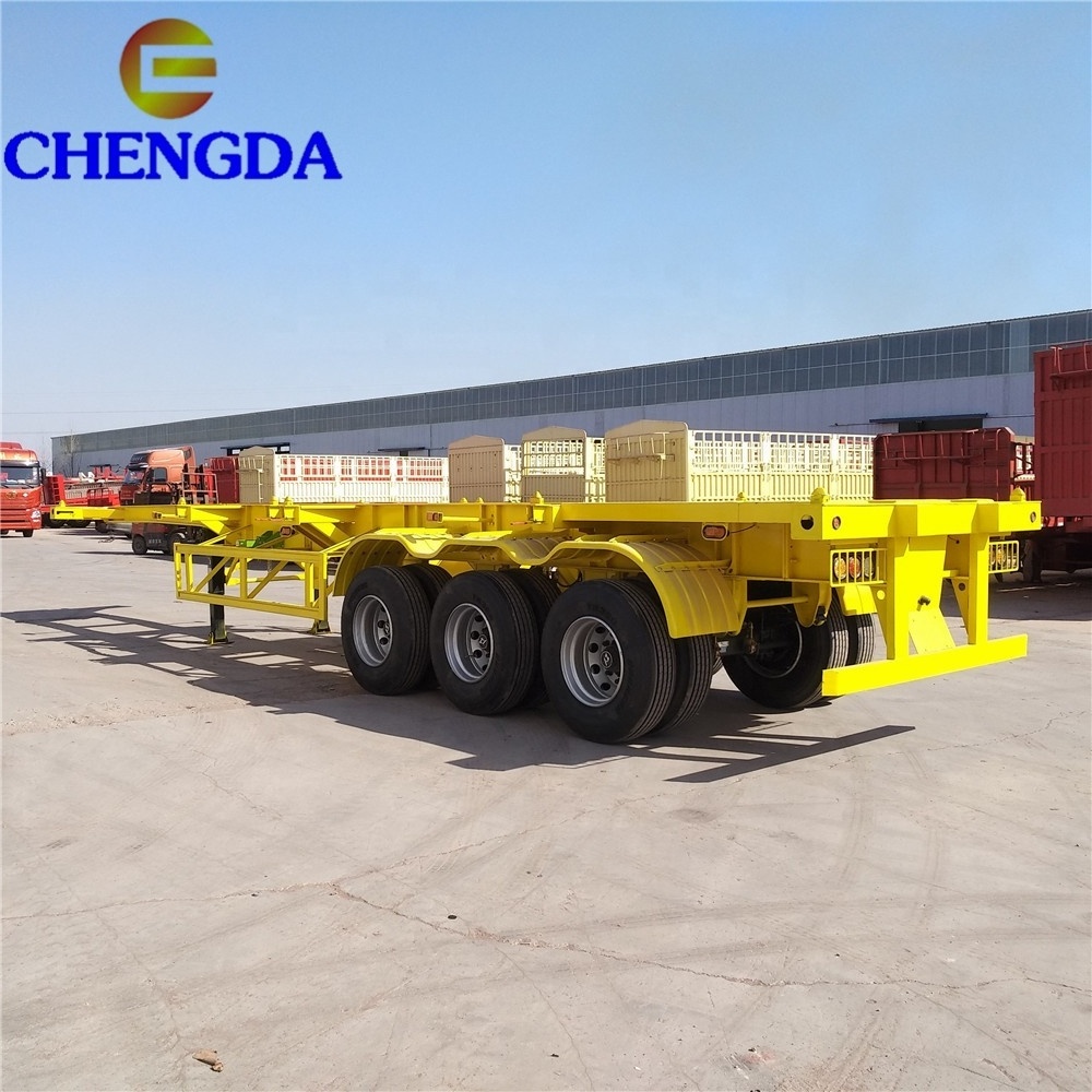 With 12 Locks 3  Axles 40ft Skeleton Storage Cargo Loader Skeleton Movable Container Semi Trailer