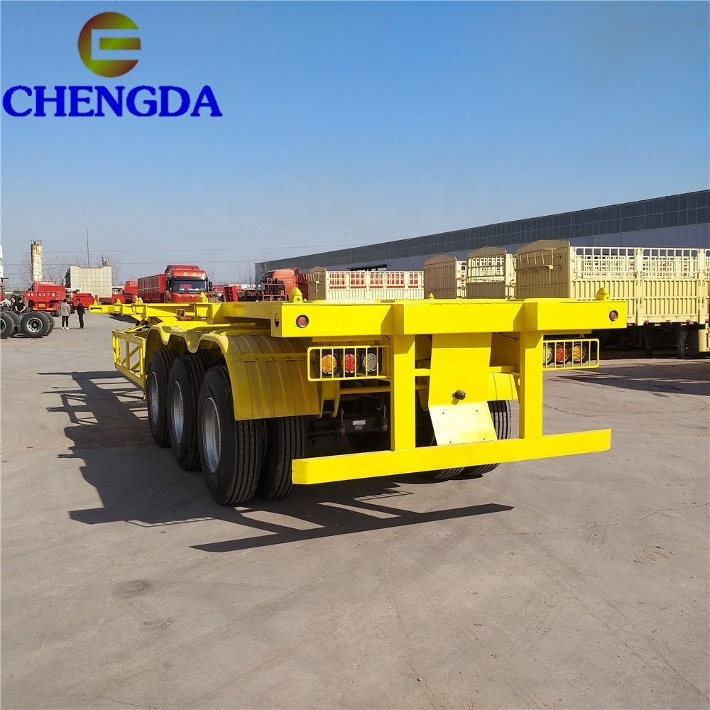 With 12 Locks 3  Axles 40ft Skeleton Storage Cargo Loader Skeleton Movable Container Semi Trailer