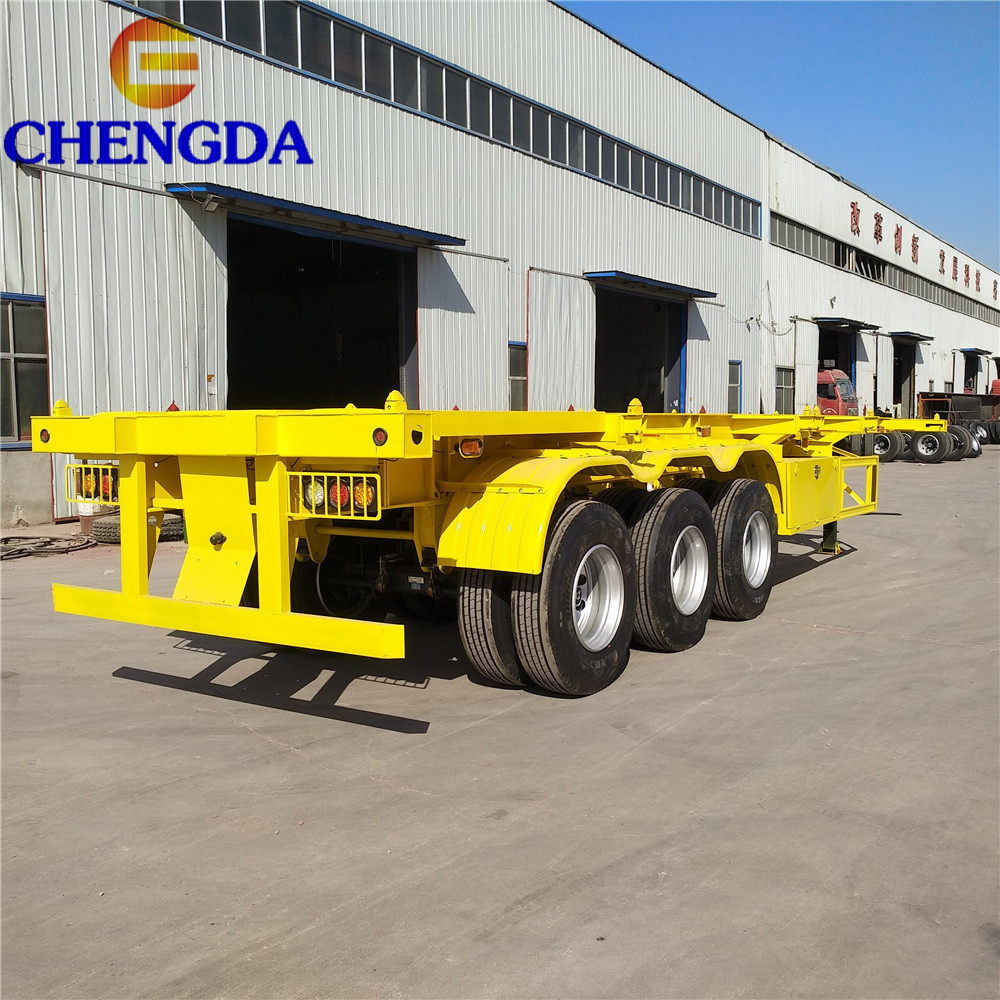 With 12 Locks 3  Axles 40ft Skeleton Storage Cargo Loader Skeleton Movable Container Semi Trailer